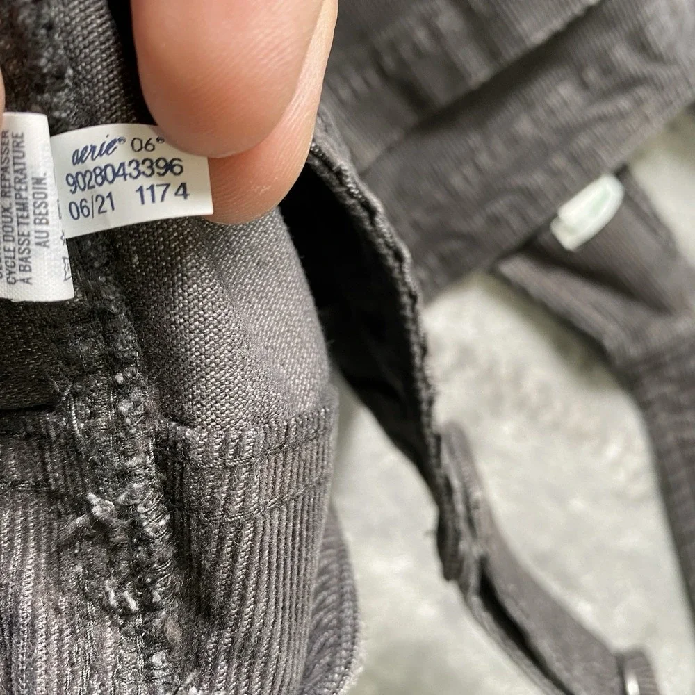 Aerie Overalls Womens Sz XL Grey Corduroy Adjustable Raw Hem Patch Pockets NWT